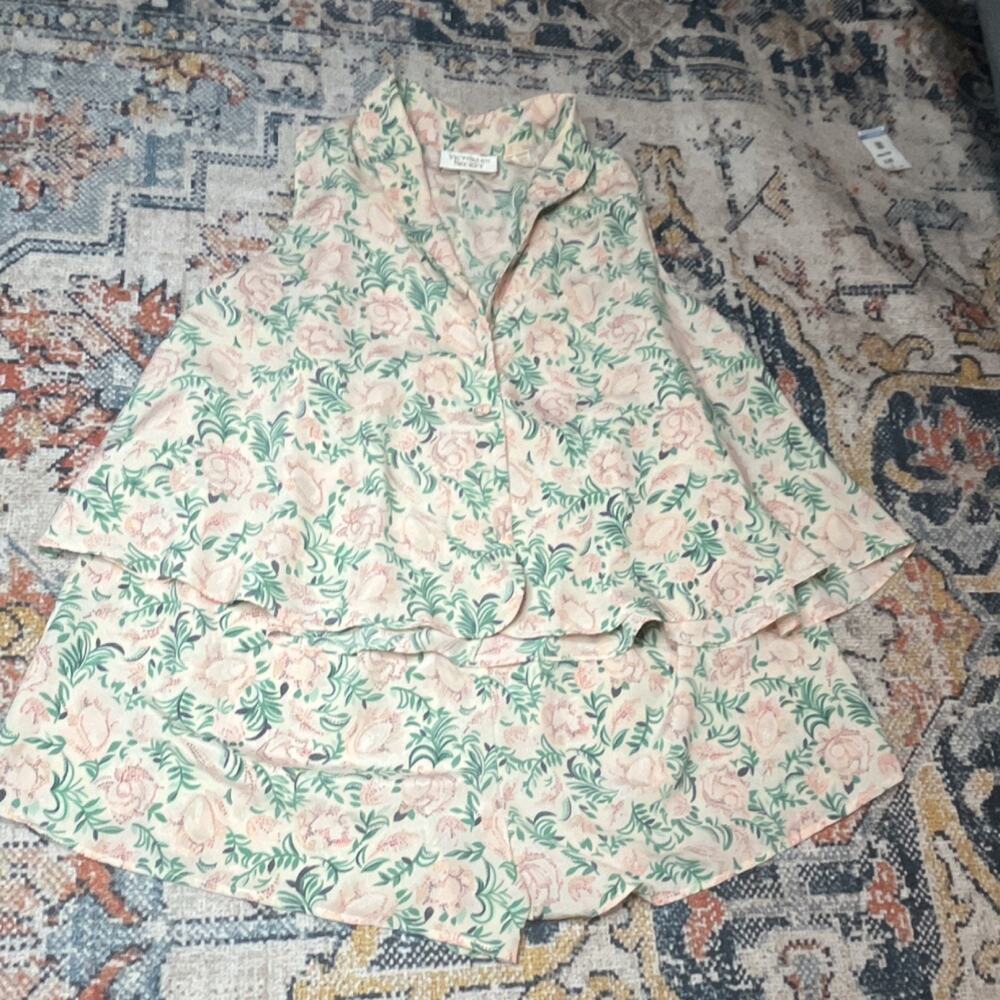 Vintage Victoria's Secret Gold Label 80s 90s Floral Pajama Shorts Set Sz Sm Flaw